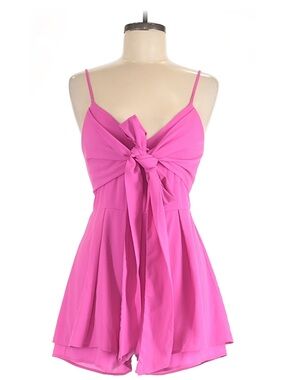 Blue Blush Hot Pink Tie-Front Romper